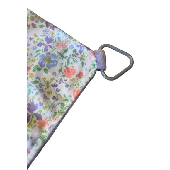 Modern Baby Bunny Rabbit Lovey Security Blanket Teether Rattle Floral 12x12 - Picture 5 of 8